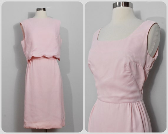 Pink 60s Wiggle Dress with Scalloped Jacket