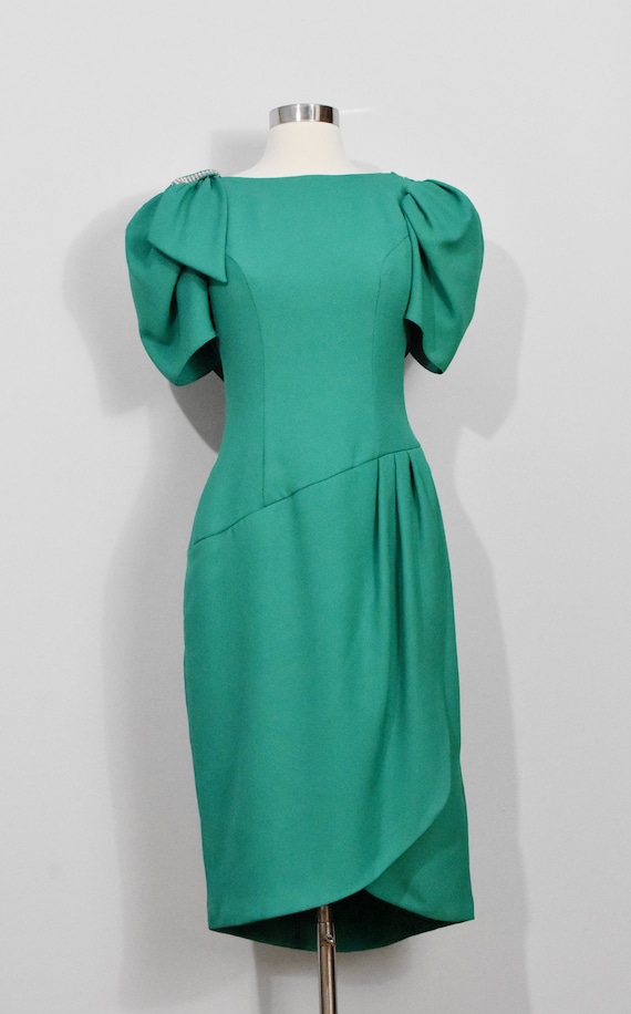 Alfred Angelo Green 80s Cocktail Dress - image 2