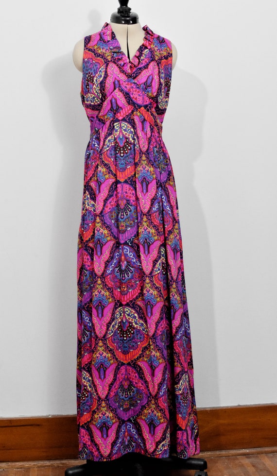 60s Psychedlic Neon Maxi Dress - image 2