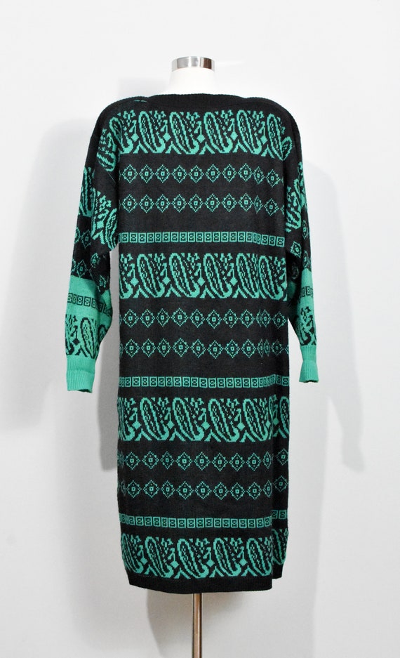 Lauren Steele 80s Green/Black Sweater Dress - image 4