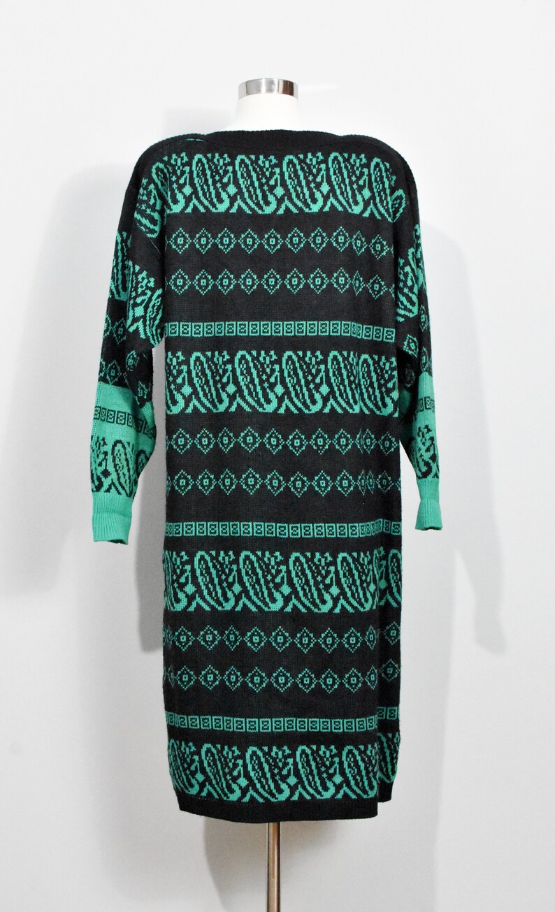 Lauren Steele 80s Green/Black Sweater Dress image 4