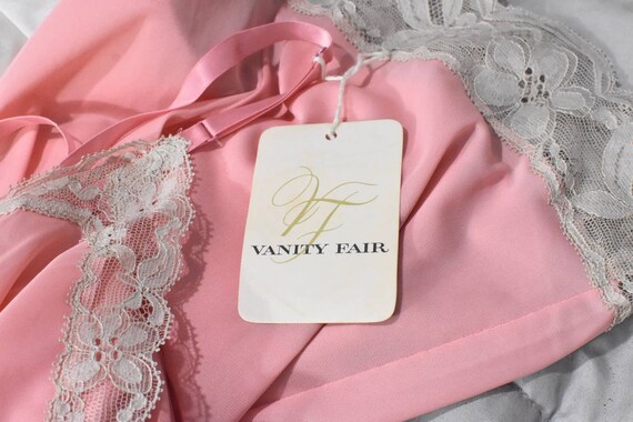 Vanity Fair Coral Pink Slip NOS with Cream Lace - image 7