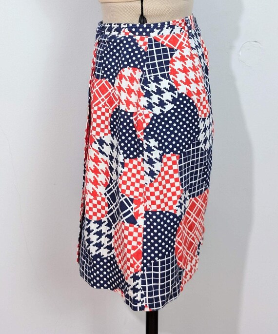 60s Blue/Red Patchwork Skort - image 3
