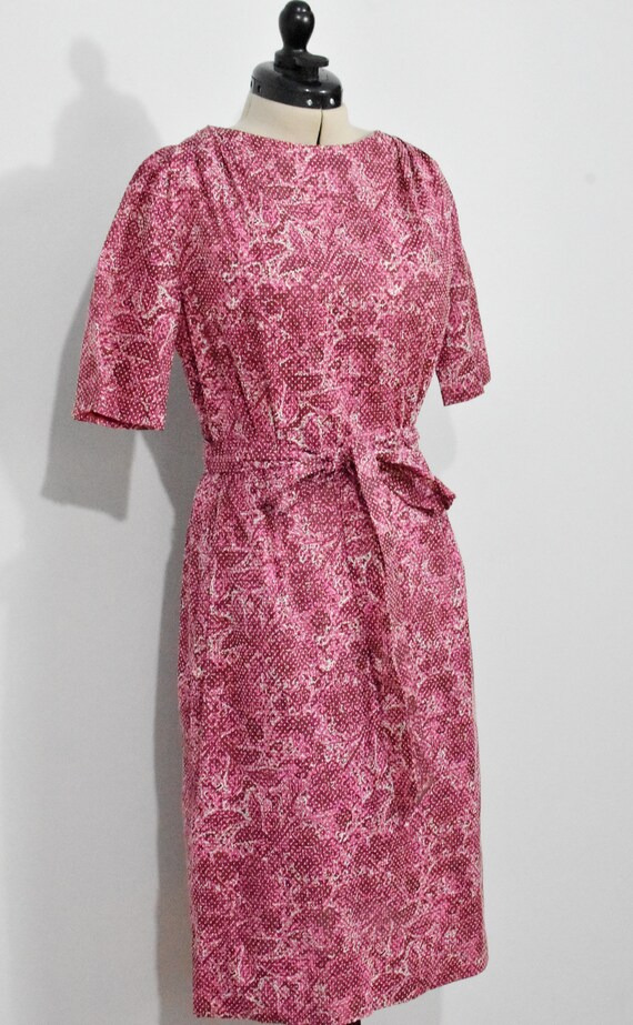 Red/Pink Floral 50s Wiggle Dress - image 6