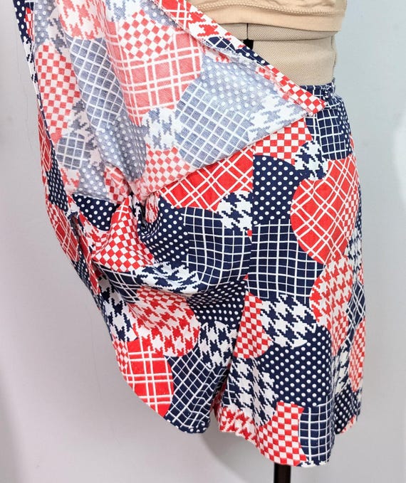 60s Blue/Red Patchwork Skort - image 5