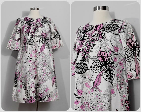 Liberty House White/Black/Pink Mod Floral Trapeze