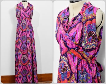 Robe Psychédlique Neon Maxi Des années 60