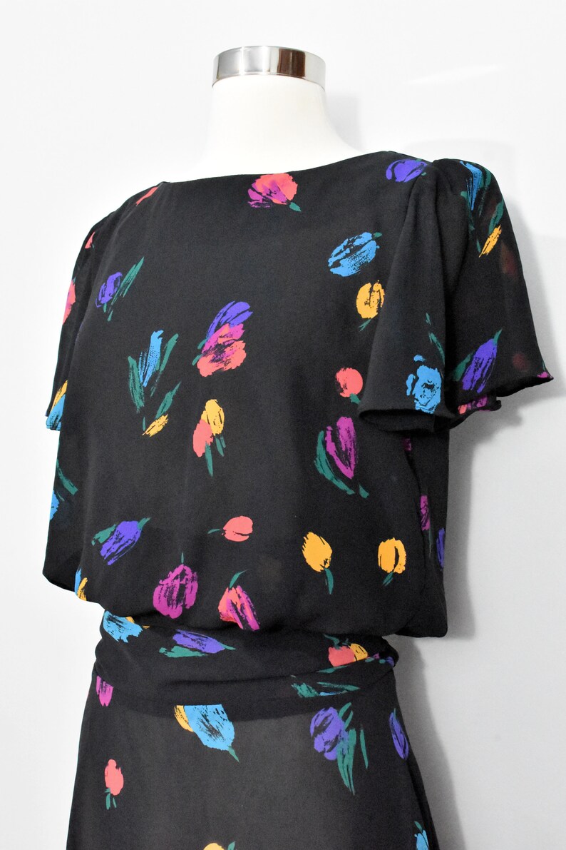 My Way 80s Black Tulip Dress