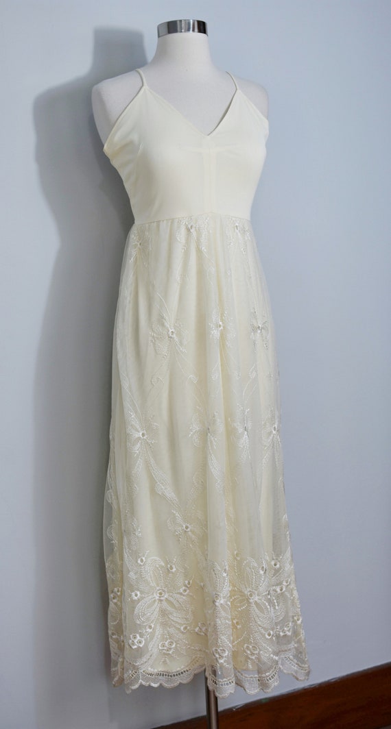 Frank Usher Buttercup Yellow Embroidered 70s Maxi… - image 7