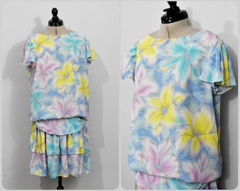 Dawn Joy Fashions Pastel Floral 80s Dress