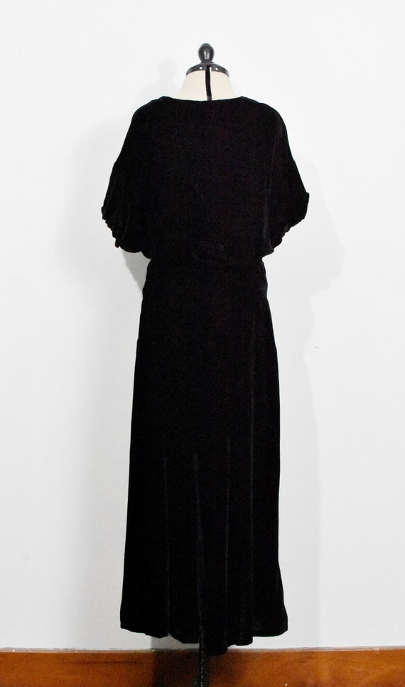 Black Silk Velvet 1930s Bias Cut Gown - Gem