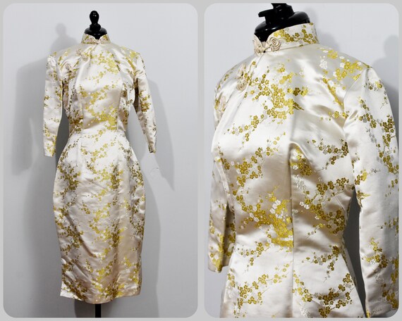 Champagne Gold 50s Cheongsam Dress - image 1