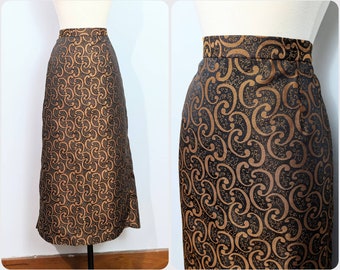 A. Auderey Black/Metallic Gold Jacquard Print Skirt