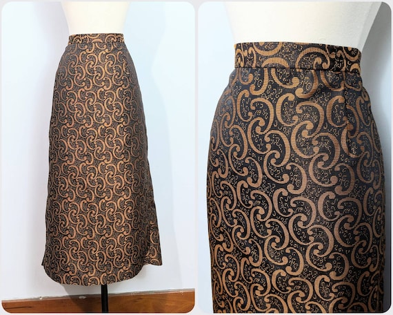 Auderey Black/metallic Gold Jacquard Print Skirt Canada