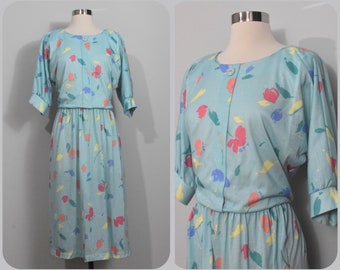 Avon Fashions Aqua Tulip Print Dress