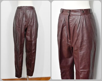 Danielle 80s Ox Blood Cropped Leather Pants