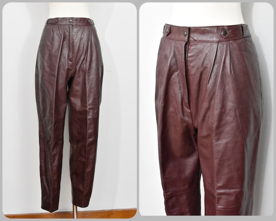 Danielle 80s Ox Blood Cropped Leather Pants