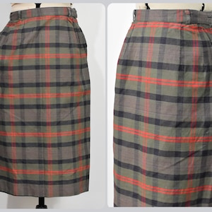 Green/Red Plaid 50s Wiggle Skirt