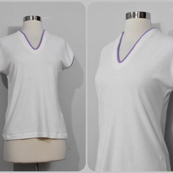 Sears White Tee with Purple Trim