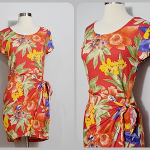 Byer Dress California Red Floral Sarong