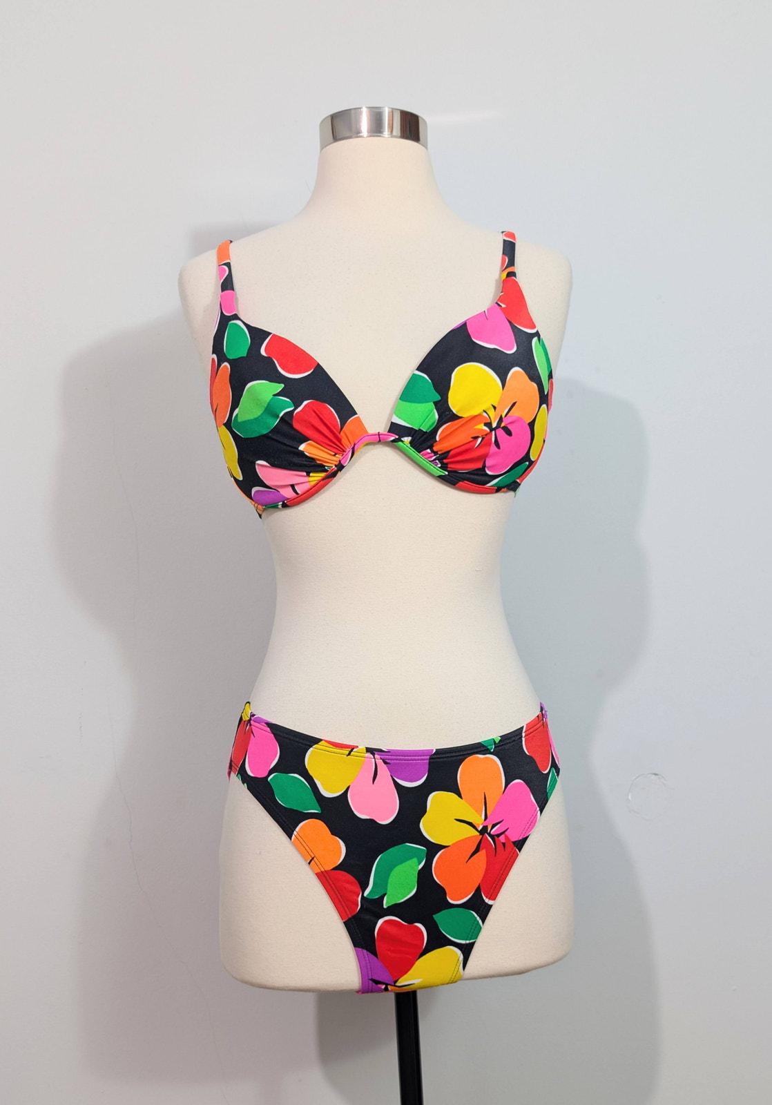 Neon Floral Bikini - Etsy