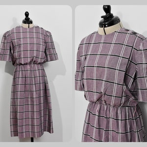 Lady Carol Purple Plaid Dress with Shoulder Buttons