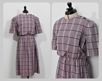 Lady Carol Purple Plaid Dress with Shoulder Buttons