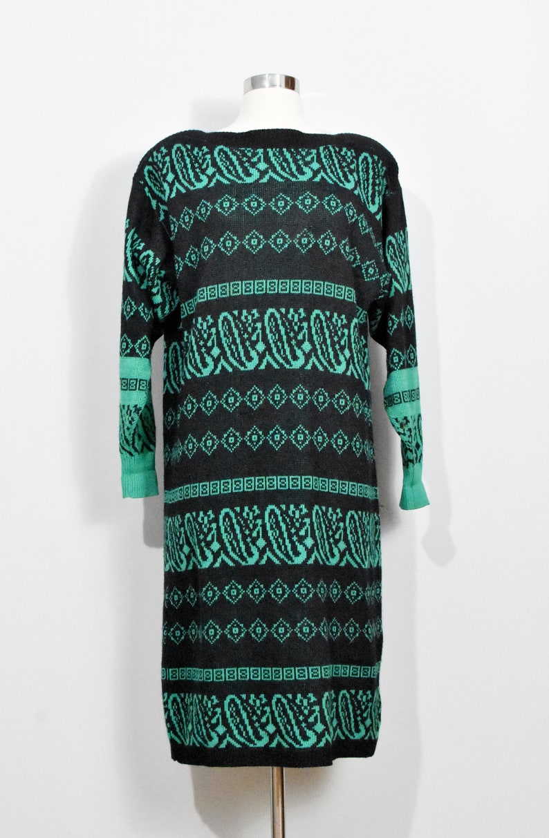 Lauren Steele 80s Green/Black Sweater Dress image 2