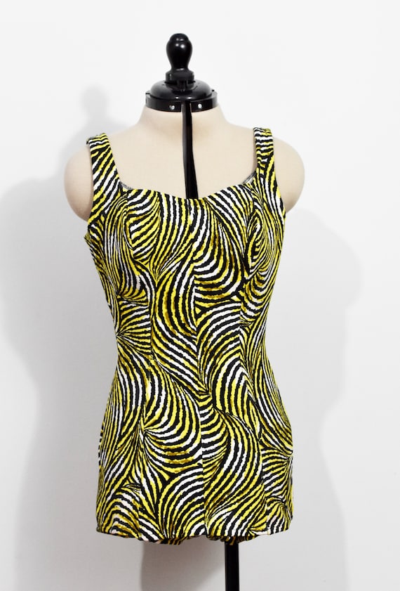 Robby Len 60s Animal Print Black/White/Yellow Str… - image 2