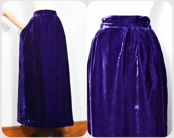 Craig Craely Purple Rayon Velvet Maxi Skirt