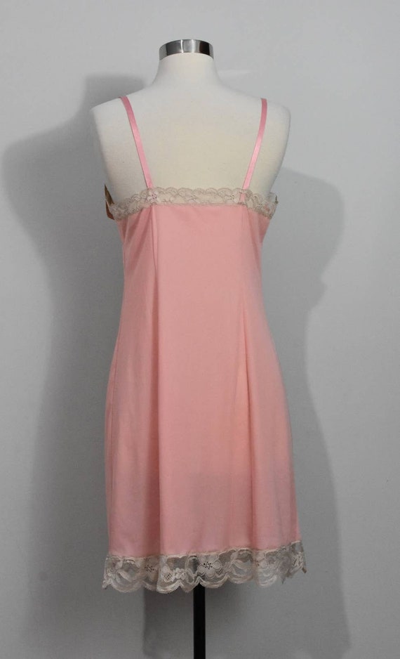 Vanity Fair Coral Pink Slip NOS with Cream Lace - image 4