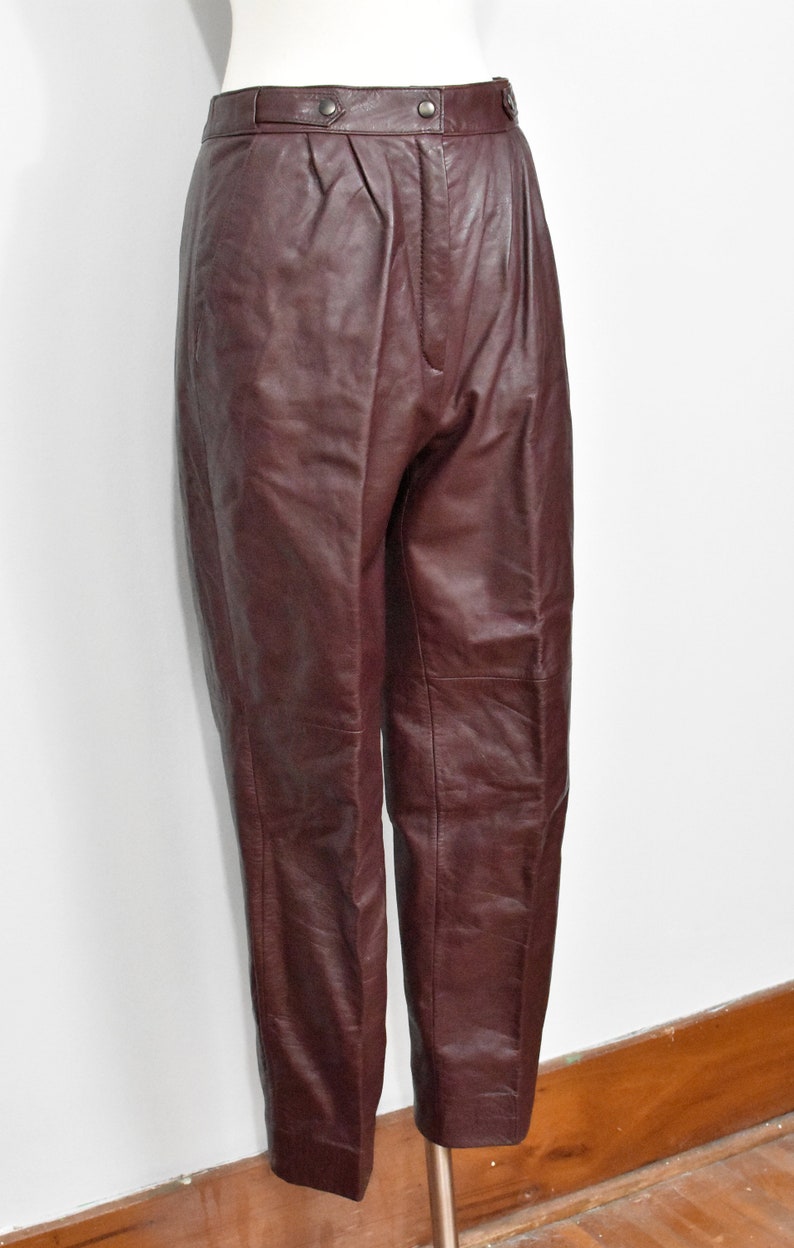 Danielle 80s Ox Blood Cropped Leather Pants | Etsy