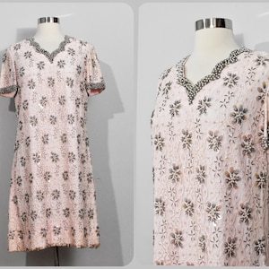 Andora Pink Lace Sequins & Beads 60s Dress