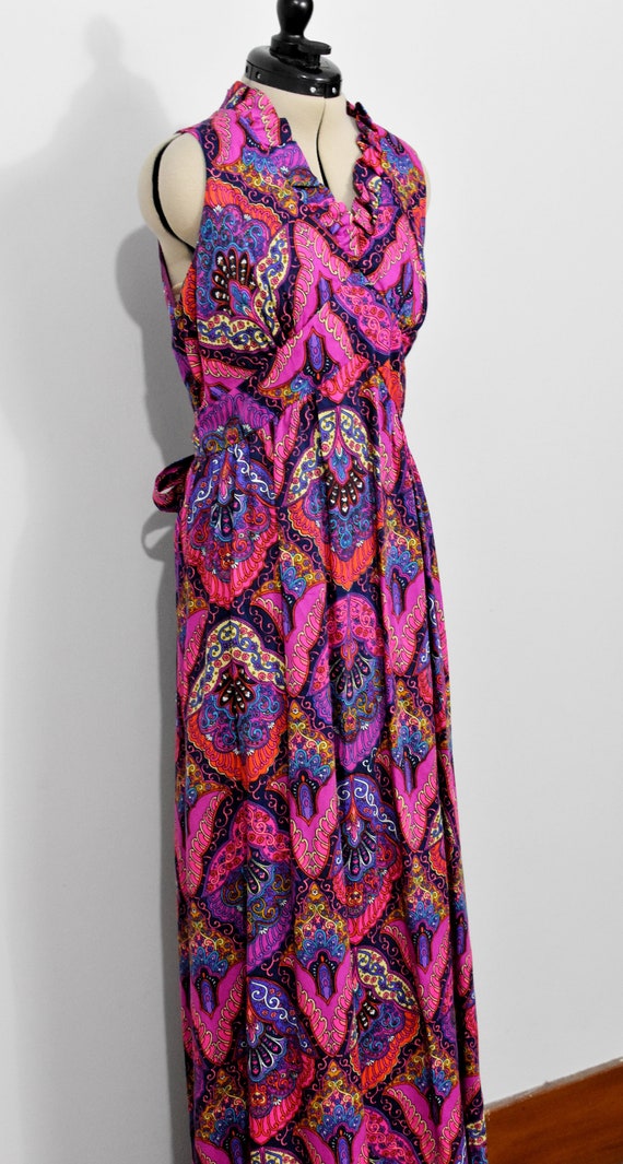 60s Psychedlic Neon Maxi Dress - image 6