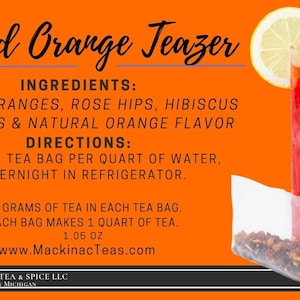 BLOOD ORANGE | Iced Teazers | 3- Cold Brew Quart sized Tea Bags