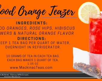 BLOOD ORANGE | Iced Teazers | 3- Cold Brew Quart sized Tea Bags