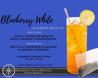 BLUEBERRY WHITE | Iced Teazers | 3- Cold Brew Quart sized Tea Bags