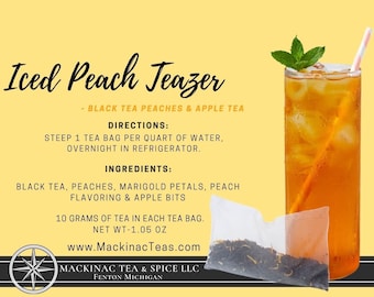 ICED PEACH | Iced Teazers | 3- Cold Brew Quart sized Tea Bags