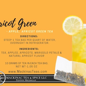 APRICOT GREEN | Iced Teazers | 3- Cold Brew Quart sized Tea Bags