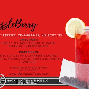RAZZLEBERRY | Iced Teazers | 3- Cold Brew Quart sized Tea Bags