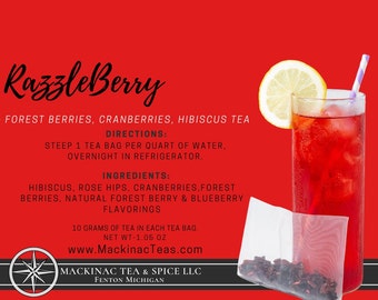 RAZZLEBERRY | Iced Teazers | 3- Cold Brew Quart sized Tea Bags