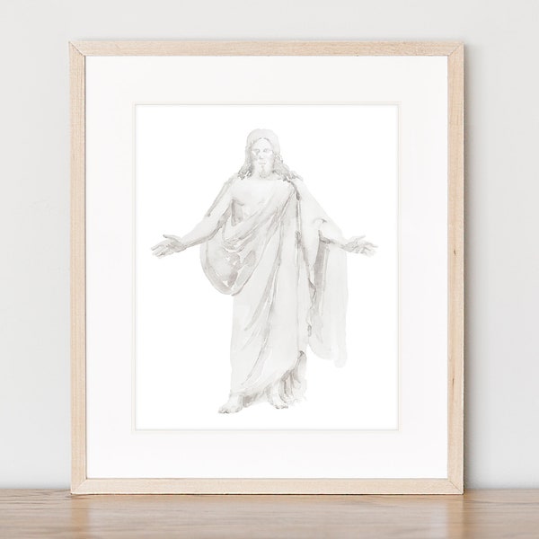 Jesus Christ Christus Watercolor : Minimalist Wall Art Decor Christian Bible Artwork