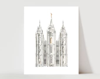 LDS Salt Lake Temple Watercolor Print