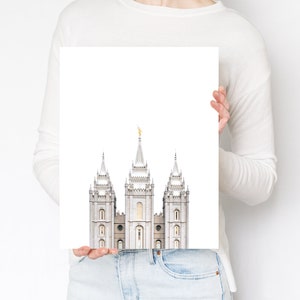 SLC Temple Spire Photo Instant Digital Download Salt Lake City LDS, Minimalistyczne dzieło sztuki do wydrukowania
