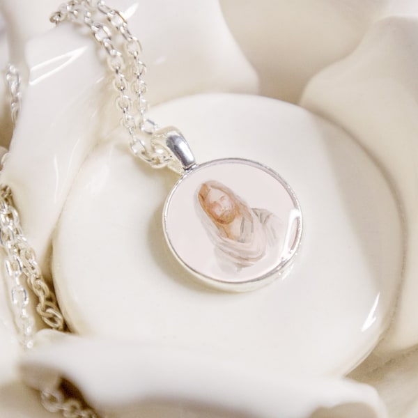 Christ Watercolor Painting Jewelry: Necklace, Zipper Pull, Tie Tack/Pin or Charm Bracelet