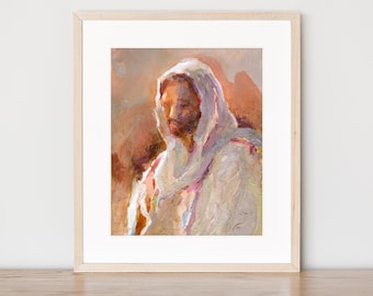 Colorful Portrait of Christ : Minimalist Wall Art Decor Christian Bible Artwork