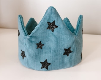 Teal wishing star velvet crown / fabric crown / kids crowns / birthday crown / dress up crown / play crown / birthday tiara / boys birthday