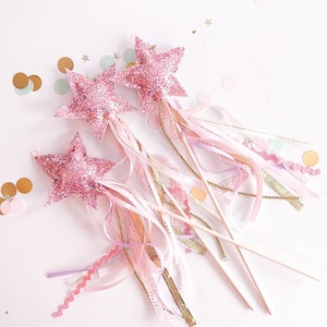 Sparkly Star Wand / pink glitter play wand / fairy wand / toy wand / flower girl wand