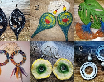 Handgemaakte vilten oorbellen van merino, prachtige wollen oorbellen, unieke oorbellen, sieraden van merinosvilt, kerstcadeau, cadeau voor een vrouw