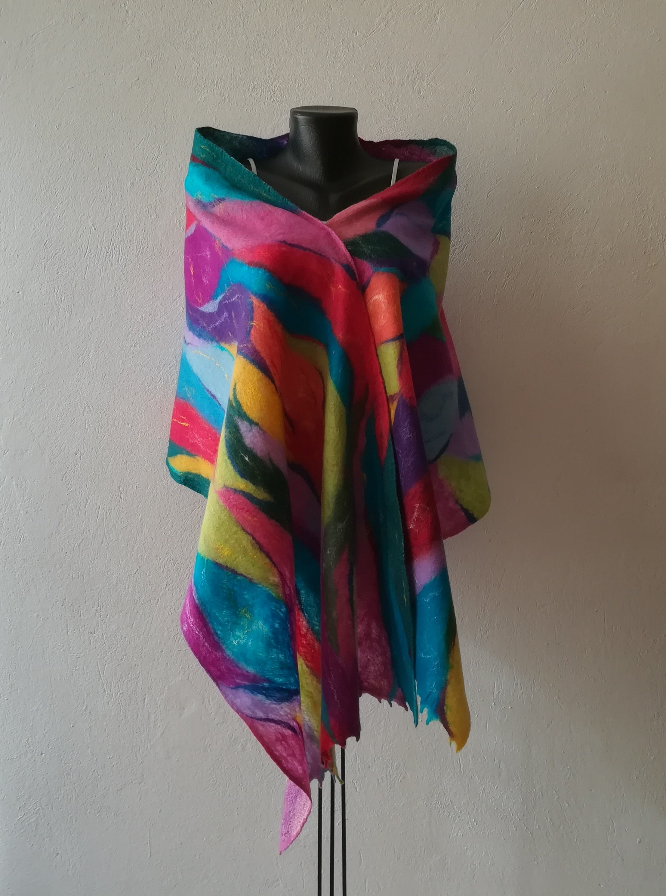 Multicolored Мerino and Silk Nuno Felted Wrap With Your - Etsy